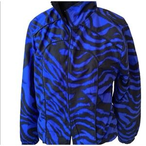 Activology Blue and Black Zebra Print Jacket Size Medium Zipper